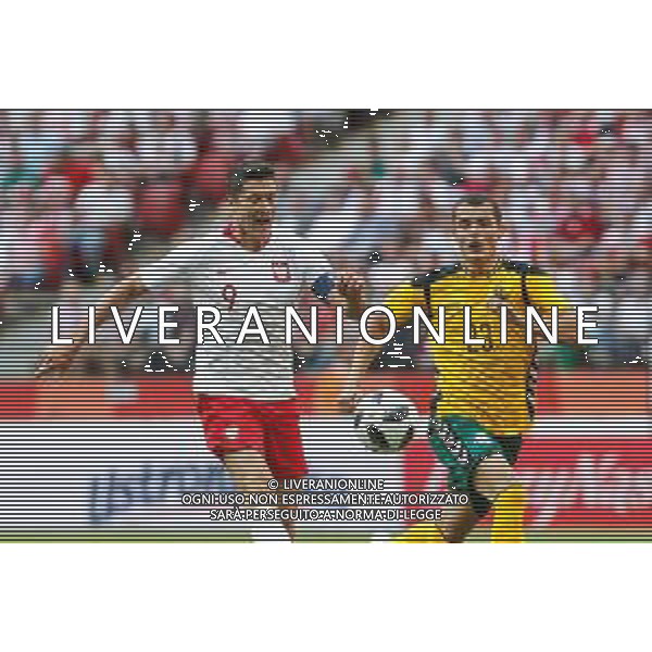 Warszawa 12.06.2018 SPORT PILKA NOZNA FOOTBALL MIEDZYNARODOWY MECZ TOWARZYSKI: POLSKA - LITWA --- INTERNATIONAL FRIENDLY FOOTBALL MATCH IN WARSAW: POLAND - LITHUANIA --- NZ robert lewandowski , rolandas baravykas , FOT. GRZEGORZ RADTKE / 058sport.pl / NEWSPIX.PL --- Newspix.pl AG ALDO LIVERANI SAS ONLY ITALY