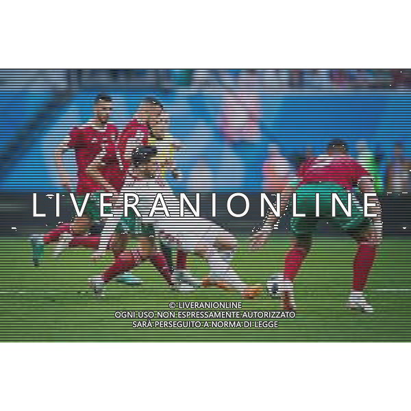 15.06.2018 PETERSBURG SAINT PETERSBURG STADIUM PILKA NOZNA (FOOTBALL) MISTRZOSTWA SWIATA ROSJA 2018 FIFA WORLD CUP RUSSIA 2018 MAROKO - IRAN (MOROCCO - IRAN) NZ ALIREZA JAHANBAKHSH ROMAIN SAISS FOTO LUKASZ SKWIOT/CYFRASPORT / NEWSPIX.PL --- Newspix.pl / AGENZIA ALDO LIVERANI SAS - ITALY ONLY EDITORIAL USE ONLY - MAROCCO - IRAN Campionati Mondiali di calcio - Football FIFA World Cup Russia 15.06.2018