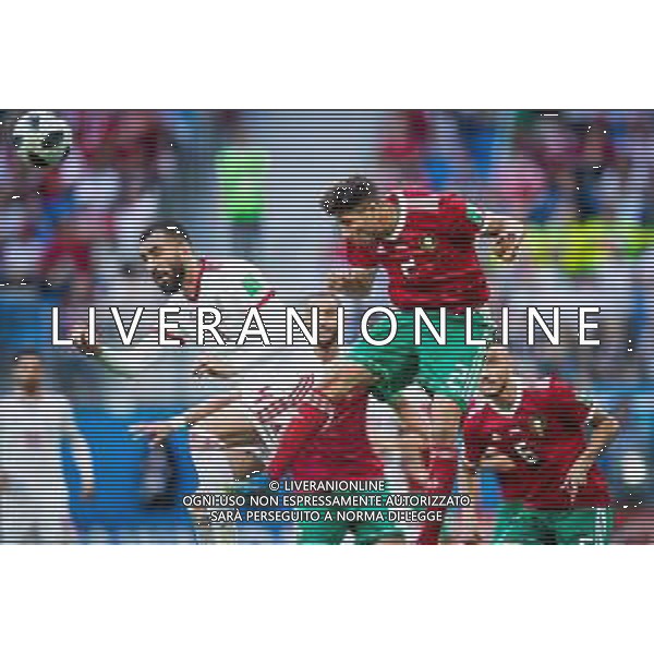 15.06.2018 PETERSBURG SAINT PETERSBURG STADIUM PILKA NOZNA (FOOTBALL) MISTRZOSTWA SWIATA ROSJA 2018 FIFA WORLD CUP RUSSIA 2018 MAROKO - IRAN (MOROCCO - IRAN) NZ ACHRAF HAKIMI ROOZGEH CHESHMI FOTO LUKASZ SKWIOT/CYFRASPORT/NEWSPIX.PL --- Newspix.pl / AGENZIA ALDO LIVERANI SAS - ITALY ONLY EDITORIAL USE ONLY - MAROCCO - IRAN Campionati Mondiali di calcio - Football FIFA World Cup Russia 15.06.2018