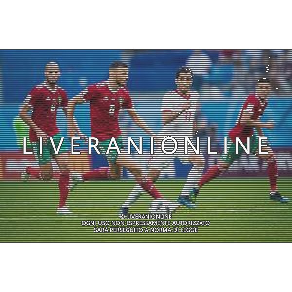 15.06.2018 PETERSBURG SAINT PETERSBURG STADIUM PILKA NOZNA (FOOTBALL) MISTRZOSTWA SWIATA ROSJA 2018 FIFA WORLD CUP RUSSIA 2018 MAROKO - IRAN (MOROCCO - IRAN) NZ VAHID AMIRI ROMAIN SAISS FOTO LUKASZ SKWIOT/CYFRASPORT/NEWSPIX.PL --- Newspix.pl / AGENZIA ALDO LIVERANI SAS - ITALY ONLY EDITORIAL USE ONLY - MAROCCO - IRAN Campionati Mondiali di calcio - Football FIFA World Cup Russia 15.06.2018
