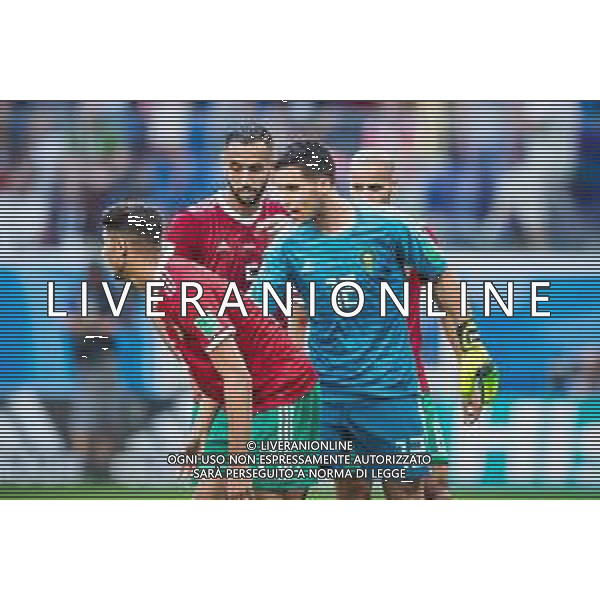 15.06.2018 PETERSBURG SAINT PETERSBURG STADIUM PILKA NOZNA (FOOTBALL) MISTRZOSTWA SWIATA ROSJA 2018 FIFA WORLD CUP RUSSIA 2018 MAROKO - IRAN (MOROCCO - IRAN) NZ MONIR EL KAJOUI ACHRAF HAKIMI FOTO LUKASZ SKWIOT/CYFRASPORT/NEWSPIX.PL --- Newspix.pl / AGENZIA ALDO LIVERANI SAS - ITALY ONLY EDITORIAL USE ONLY - MAROCCO - IRAN Campionati Mondiali di calcio - Football FIFA World Cup Russia 15.06.2018