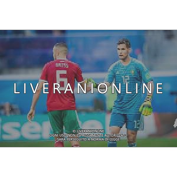 15.06.2018 PETERSBURG SAINT PETERSBURG STADIUM PILKA NOZNA (FOOTBALL) MISTRZOSTWA SWIATA ROSJA 2018 FIFA WORLD CUP RUSSIA 2018 MAROKO - IRAN (MOROCCO - IRAN) NZ ROMAIN SAISS MONIR EL KAJOUI FOTO LUKASZ SKWIOT/CYFRASPORT/NEWSPIX.PL --- Newspix.pl / AGENZIA ALDO LIVERANI SAS - ITALY ONLY EDITORIAL USE ONLY - MAROCCO - IRAN Campionati Mondiali di calcio - Football FIFA World Cup Russia 15.06.2018
