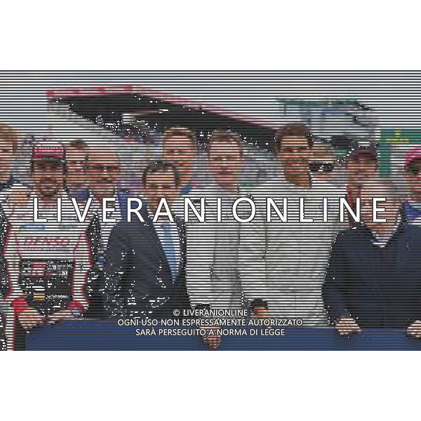 Fernando Alonso (ESP) Toyota Gazoo Racing on the grid with Michael Fassbender (IRE) Actor; Rafael Nadal (ESP) Tennis Player; and Jean Todt (FRA) FIA President. 16-17.06.2018. FIA World Endurance Championship, Le Mans 24 Hours, Race, Le Mans, France. AG ALDO LIVERANI SAS-ONLY ITALY
