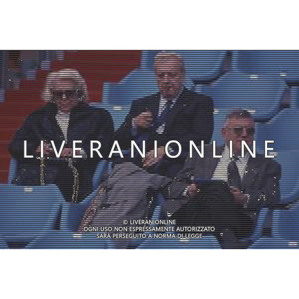 RETROSPETTIVA MARIO CECCHI GORI IMPRENDITORE CINEMATOGRAFICO E PRESIDENTE DELLA FIORENTINA CALCIO 1991 NELLA FOTO MARIO CECCHI GORI CON LA MOGLIE VALERIA E ROMEO ANCONETANI AG ALDO LIVERANI SAS 