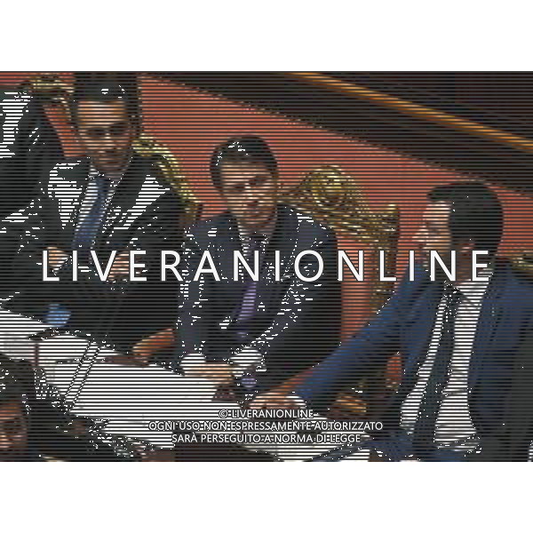 Formazione del nuovo Esecutivo del Governo Lega - Movimento 5 Stelle, Roma Maggio 2018 nella foto il presidente del consiglio Giuseppe Conte con Matteo Salvini e Luigi Di Maio © AGENZIA ALDO LIVERANI SAS