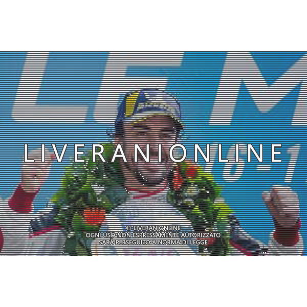 Race winner Fernando Alonso (ESP) Toyota Gazoo Racing celebrates on the podium. 16-17.06.2018. FIA World Endurance Championship, Le Mans 24 Hours, Race, Le Mans, France. AG ALDO LIVERANI SAS-ONLY ITALY