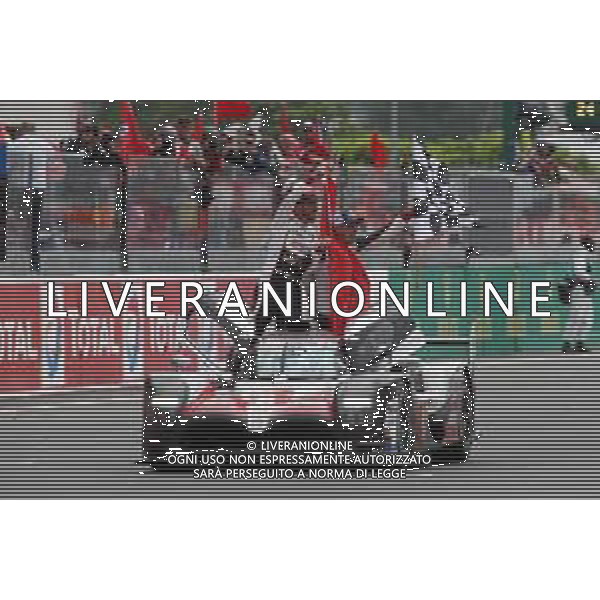 Race winners Fernando Alonso (ESP); Kazuki Nakajima (JPN); and Sebastien Buemi (SUI) #08 Toyota Gazoo Racing Toyota TS050 Hybrid, celebrate at the end of the race. 16-17.06.2018. FIA World Endurance Championship, Le Mans 24 Hours, Race, Le Mans, France. AG ALDO LIVERANI SAS-ONLY ITALY