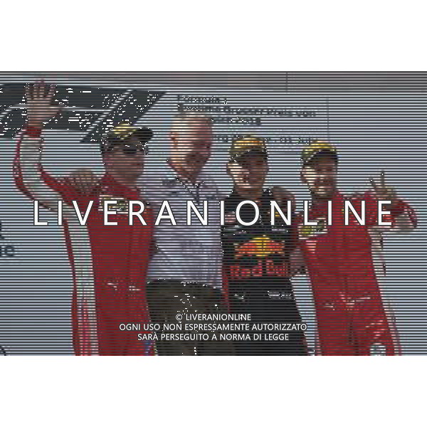 1st place Max Verstappen (NLD) Red Bull Racing RB14, 2nd place Kimi Raikkonen (FIN) Ferrari SF71H and 3rd Sebastian Vettel (GER) Ferrari SF71H. 01.07.2018. Formula 1 World Championship, Rd 9, Austrian Grand Prix, Spielberg, Austria, Race Day. / AGENZIA ALDO LIVERANI SAS - ITALY ONLY EDITORIAL USE ONLY - F1 GP AUSTRIA GARA 01.07.2018