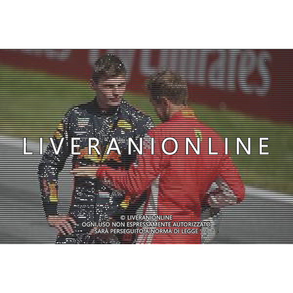 1st place Max Verstappen (NLD) Red Bull Racing RB14 and Sebastian Vettel (GER) Ferrari SF71H. 01.07.2018. Formula 1 World Championship, Rd 9, Austrian Grand Prix, Spielberg, Austria, Race Day. / AGENZIA ALDO LIVERANI SAS - ITALY ONLY EDITORIAL USE ONLY - F1 GP AUSTRIA GARA 01.07.2018