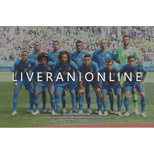FIFA World Cup Russia 2018 Match No. 025, 2018-06-22 Brazil vs Costa Rica Saint Petersburg Stadium PILKA NOZNA MISTRZOSTWA SWIATA W PILCE NOZNEJ MUNDIAL ROSJA 2018 BRAZYLIA - KOSTARYKA FOT. JOHN BOTOS PROJECT PLUS/NEWSPIX.PL --- Newspix.pl Brazil team group Back row L to R: Gabriel Jesus, Thiago Silva, Paulinho, Miranda, Alisson, Front row L to R: Neymar, Willian, Marcelo, Casemiro, Philippe Coutinho, Fagner, AG ALDO LIVERANI SAS-ONLY ITALY