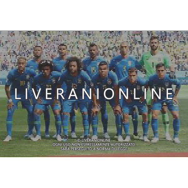 FIFA World Cup Russia 2018 Match No. 025, 2018-06-22 Brazil vs Costa Rica Saint Petersburg Stadium PILKA NOZNA MISTRZOSTWA SWIATA W PILCE NOZNEJ MUNDIAL ROSJA 2018 BRAZYLIA - KOSTARYKA FOT. JOHN BOTOS PROJECT PLUS/NEWSPIX.PL --- Newspix.pl Brazil team group Back row L to R: Gabriel Jesus, Thiago Silva, Paulinho, Miranda, Alisson, Front row L to R: Neymar, Willian, Marcelo, Casemiro, Philippe Coutinho, Fagner, AG ALDO LIVERANI SAS-ONLY ITALY