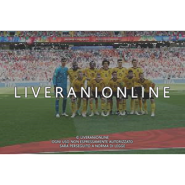 FIFA World Cup Russia 2018 Match No. 029, 2018-06-23 Belgium vs Tunisia Spartak Stadium PILKA NOZNA MISTRZOSTWA SWIATA W PILCE NOZNEJ MUNDIAL ROSJA 2018 BELGIA - TUNEZJA FOT. JOHN BOTOS PROJECT PLUS/NEWSPIX.PL --- Newspix.pl Belgium team group Back row L to R: Thibaut Courtois, Romelu Lukaku, Dedryck Boyata, Axel Witsel, Thomas Meunier, Jan Vertonghen, Front row L to R: Toby Alderweireld, Kevin De Bruyne, Eden Hazard, Yannick Ferreira Carrasco, Dries Mertens, AG ALDO LIVERANI SAS-ONLY ITALY