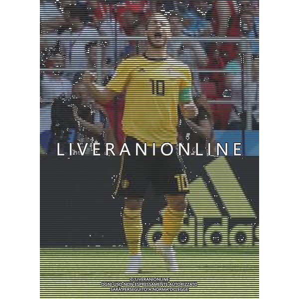 FIFA World Cup Russia 2018 Match No. 029, 2018-06-23 Belgium vs Tunisia Spartak Stadium PILKA NOZNA MISTRZOSTWA SWIATA W PILCE NOZNEJ MUNDIAL ROSJA 2018 BELGIA - TUNEZJA FOT. JOHN BOTOS PROJECT PLUS/NEWSPIX.PL --- Newspix.pl E. HAZARD (BEL) celebrates after scoring penalty AG ALDO LIVERANI SAS-ONLY ITALY
