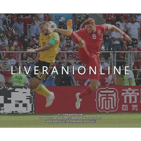 FIFA World Cup Russia 2018 Match No. 029, 2018-06-23 Belgium vs Tunisia Spartak Stadium PILKA NOZNA MISTRZOSTWA SWIATA W PILCE NOZNEJ MUNDIAL ROSJA 2018 BELGIA - TUNEZJA FOT. JOHN BOTOS PROJECT PLUS/NEWSPIX.PL --- Newspix.pl E. HAZARD (BEL) & F. BEN YOUSSEF (TUNISIA) AG ALDO LIVERANI SAS-ONLY ITALY
