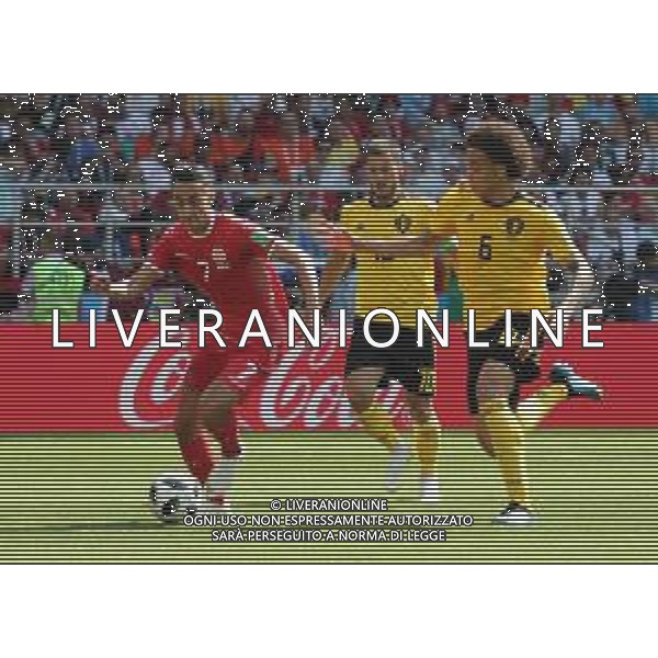 FIFA World Cup Russia 2018 Match No. 029, 2018-06-23 Belgium vs Tunisia Spartak Stadium PILKA NOZNA MISTRZOSTWA SWIATA W PILCE NOZNEJ MUNDIAL ROSJA 2018 BELGIA - TUNEZJA FOT. JOHN BOTOS PROJECT PLUS/NEWSPIX.PL --- Newspix.pl KHAOUI (TUN) E. HAZARD (BEL) & WITSEL (BEL) AG ALDO LIVERANI SAS-ONLY ITALY