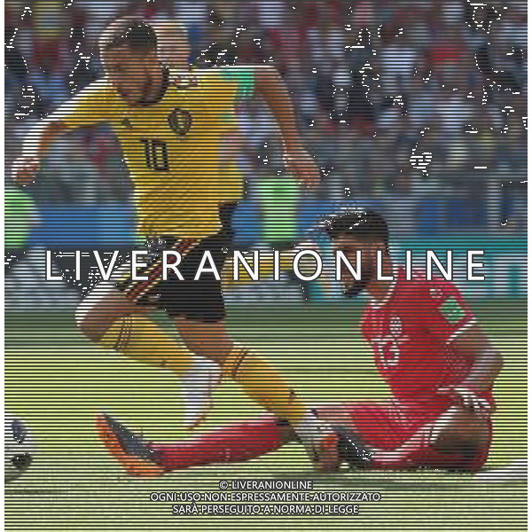 FIFA World Cup Russia 2018 Match No. 029, 2018-06-23 Belgium vs Tunisia Spartak Stadium PILKA NOZNA MISTRZOSTWA SWIATA W PILCE NOZNEJ MUNDIAL ROSJA 2018 BELGIA - TUNEZJA FOT. JOHN BOTOS PROJECT PLUS/NEWSPIX.PL --- Newspix.pl E. HAZARD (BEL) & SASSI (TUN) AG ALDO LIVERANI SAS-ONLY ITALY