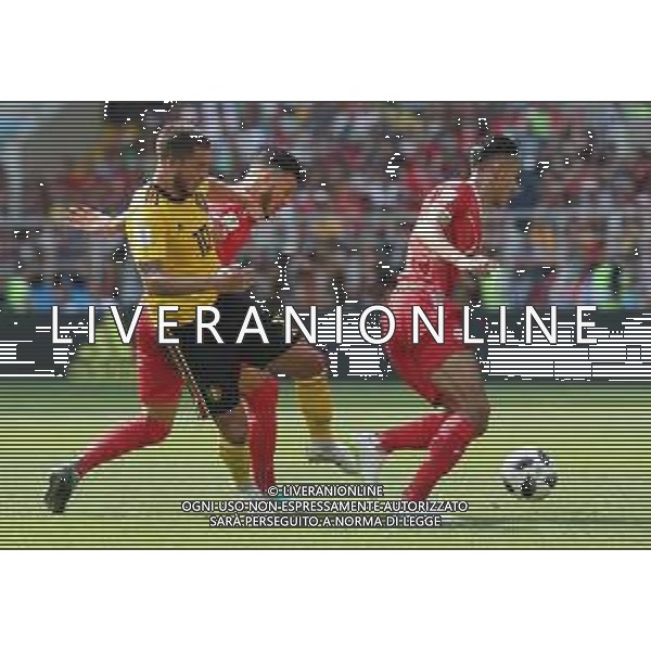 FIFA World Cup Russia 2018 Match No. 029, 2018-06-23 Belgium vs Tunisia Spartak Stadium PILKA NOZNA MISTRZOSTWA SWIATA W PILCE NOZNEJ MUNDIAL ROSJA 2018 BELGIA - TUNEZJA FOT. JOHN BOTOS PROJECT PLUS/NEWSPIX.PL --- Newspix.pl E. HAZARD (BEL) KHAOUI (TUN) AG ALDO LIVERANI SAS-ONLY ITALY