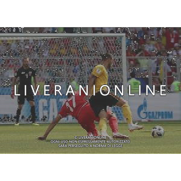 FIFA World Cup Russia 2018 Match No. 029, 2018-06-23 Belgium vs Tunisia Spartak Stadium PILKA NOZNA MISTRZOSTWA SWIATA W PILCE NOZNEJ MUNDIAL ROSJA 2018 BELGIA - TUNEZJA FOT. JOHN BOTOS PROJECT PLUS/NEWSPIX.PL --- Newspix.pl E. HAZARD (BEL) SKHIRI (TUN) AG ALDO LIVERANI SAS-ONLY ITALY