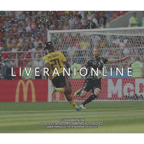FIFA World Cup Russia 2018 Match No. 029, 2018-06-23 Belgium vs Tunisia Spartak Stadium PILKA NOZNA MISTRZOSTWA SWIATA W PILCE NOZNEJ MUNDIAL ROSJA 2018 BELGIA - TUNEZJA FOT. JOHN BOTOS PROJECT PLUS/NEWSPIX.PL --- Newspix.pl BATSHUAYI (BEL) BEN MUSTAPHA (TUN) AG ALDO LIVERANI SAS-ONLY ITALY