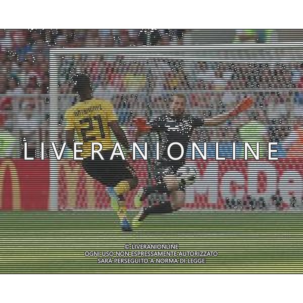 FIFA World Cup Russia 2018 Match No. 029, 2018-06-23 Belgium vs Tunisia Spartak Stadium PILKA NOZNA MISTRZOSTWA SWIATA W PILCE NOZNEJ MUNDIAL ROSJA 2018 BELGIA - TUNEZJA FOT. JOHN BOTOS PROJECT PLUS/NEWSPIX.PL --- Newspix.pl BATSHUAYI (BEL) BEN MUSTAPHA (TUN) AG ALDO LIVERANI SAS-ONLY ITALY
