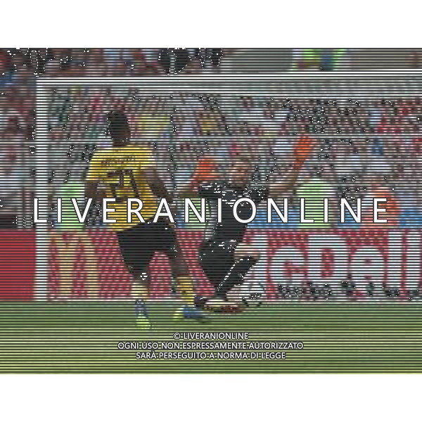 FIFA World Cup Russia 2018 Match No. 029, 2018-06-23 Belgium vs Tunisia Spartak Stadium PILKA NOZNA MISTRZOSTWA SWIATA W PILCE NOZNEJ MUNDIAL ROSJA 2018 BELGIA - TUNEZJA FOT. JOHN BOTOS PROJECT PLUS/NEWSPIX.PL --- Newspix.pl BATSHUAYI (BEL) BEN MUSTAPHA (TUN) AG ALDO LIVERANI SAS-ONLY ITALY