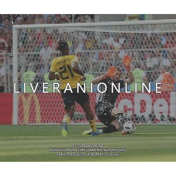 FIFA World Cup Russia 2018 Match No. 029, 2018-06-23 Belgium vs Tunisia Spartak Stadium PILKA NOZNA MISTRZOSTWA SWIATA W PILCE NOZNEJ MUNDIAL ROSJA 2018 BELGIA - TUNEZJA FOT. JOHN BOTOS PROJECT PLUS/NEWSPIX.PL --- Newspix.pl BATSHUAYI (BEL) BEN MUSTAPHA (TUN) AG ALDO LIVERANI SAS-ONLY ITALY