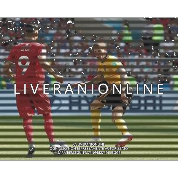 FIFA World Cup Russia 2018 Match No. 029, 2018-06-23 Belgium vs Tunisia Spartak Stadium PILKA NOZNA MISTRZOSTWA SWIATA W PILCE NOZNEJ MUNDIAL ROSJA 2018 BELGIA - TUNEZJA FOT. JOHN BOTOS PROJECT PLUS/NEWSPIX.PL --- Newspix.pl BADRI (TUN) ALDERWEIRELD (BEL) AG ALDO LIVERANI SAS-ONLY ITALY