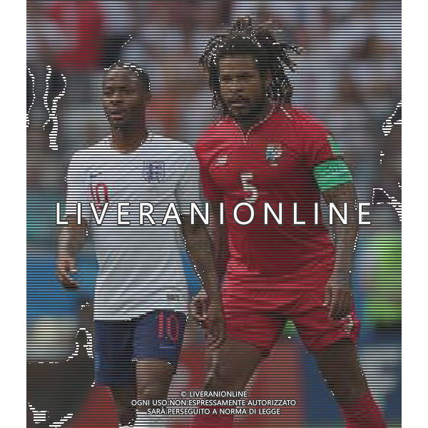 FIFA World Cup Russia 2018 Match No. 030, 2018-06-24 England vs Panama Nizhny Novgorod Stadium PILKA NOZNA MISTRZOSTWA SWIATA W PILCE NOZNEJ MUNDIAL ROSJA 2018 ANGLIA - PANAMA FOT. JOHN BOTOS PROJECT PLUS/NEWSPIX.PL --- Newspix.pl Raheem STERLING (ENG) Roman TORRES (PAN) AG ALDO LIVERANI SAS-ONLY ITALY