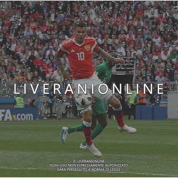 FIFA World Cup Russia 2018 Match No 01, 2018Đ06Đ14, Russia vs Saudi Arabia, Luzhniki Stadium (MLU) PILKA NOZNA MISTRZOSTWA SWIATA W PILCE NOZNEJ MUNDIAL ROSJA 2018 ROSJA - ARABIA SAUDYJSKA FOT. JOHN BOTOS PROJECT PLUS/NEWSPIX.PL --- Newspix.pl Fedor SMOLOV (RUS) AG ALDO LIVERANI SAS-ONLY ITALY