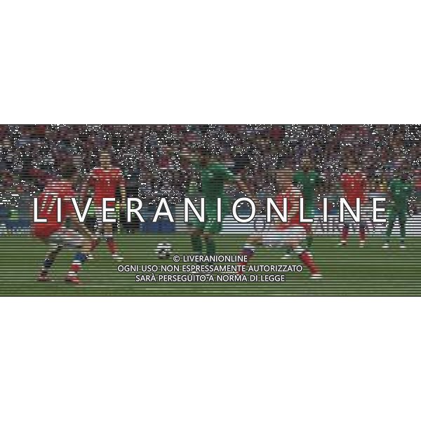FIFA World Cup Russia 2018 Match No 01, 2018Đ06Đ14, Russia vs Saudi Arabia, Luzhniki Stadium (MLU) PILKA NOZNA MISTRZOSTWA SWIATA W PILCE NOZNEJ MUNDIAL ROSJA 2018 ROSJA - ARABIA SAUDYJSKA FOT. JOHN BOTOS PROJECT PLUS/NEWSPIX.PL --- Newspix.pl TAISEER ALJASSAM (Saudi Arabia) Iury GAZINSKY (RUS) AG ALDO LIVERANI SAS-ONLY ITALY