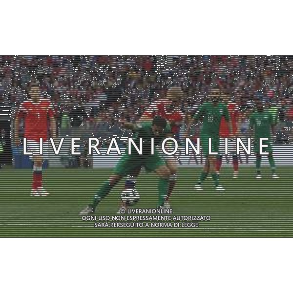 FIFA World Cup Russia 2018 Match No 01, 2018Đ06Đ14, Russia vs Saudi Arabia, Luzhniki Stadium (MLU) PILKA NOZNA MISTRZOSTWA SWIATA W PILCE NOZNEJ MUNDIAL ROSJA 2018 ROSJA - ARABIA SAUDYJSKA FOT. JOHN BOTOS PROJECT PLUS/NEWSPIX.PL --- Newspix.pl TAISEER ALJASSAM (Saudi Arabia) Iury GAZINSKY (RUS) AG ALDO LIVERANI SAS-ONLY ITALY