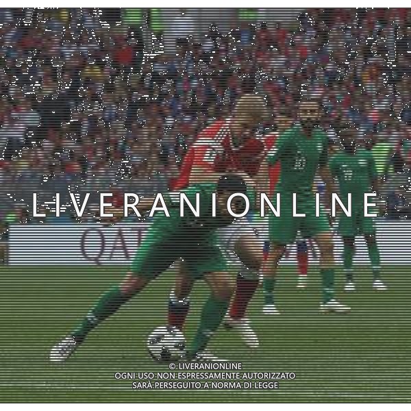 FIFA World Cup Russia 2018 Match No 01, 2018Đ06Đ14, Russia vs Saudi Arabia, Luzhniki Stadium (MLU) PILKA NOZNA MISTRZOSTWA SWIATA W PILCE NOZNEJ MUNDIAL ROSJA 2018 ROSJA - ARABIA SAUDYJSKA FOT. JOHN BOTOS PROJECT PLUS/NEWSPIX.PL --- Newspix.pl TAISEER ALJASSAM (Saudi Arabia) Iury GAZINSKY (RUS) AG ALDO LIVERANI SAS-ONLY ITALY