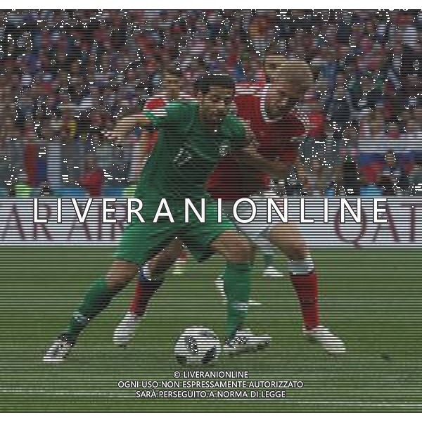 FIFA World Cup Russia 2018 Match No 01, 2018Đ06Đ14, Russia vs Saudi Arabia, Luzhniki Stadium (MLU) PILKA NOZNA MISTRZOSTWA SWIATA W PILCE NOZNEJ MUNDIAL ROSJA 2018 ROSJA - ARABIA SAUDYJSKA FOT. JOHN BOTOS PROJECT PLUS/NEWSPIX.PL --- Newspix.pl TAISEER ALJASSAM (Saudi Arabia) Iury GAZINSKY (RUS) AG ALDO LIVERANI SAS-ONLY ITALY