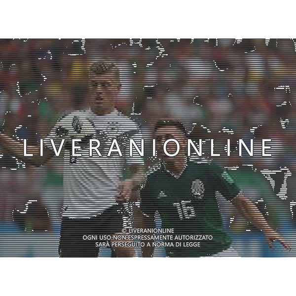 FIFA World Cup Russia 2018 Match No. 011, 2018-06-17 Germany vs Mexico Luzhniki Stadium PILKA NOZNA MISTRZOSTWA SWIATA W PILCE NOZNEJ MUNDIAL ROSJA 2018 NIEMCY - MEKSYK FOT. JOHN BOTOS PROJECT PLUS/NEWSPIX.PL --- Newspix.pl Toni KROOS (GER) & Hector HERRERA (MEX)