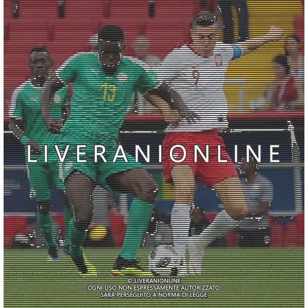 FIFA World Cup Russia 2018 Match No. 015, 2018-06-19 Poland vs Senegal Spartak Stadium PILKA NOZNA MISTRZOSTWA SWIATA W PILCE NOZNEJ MUNDIAL ROSJA 2018 POLSKA - SENEGAL FOT. JOHN BOTOS PROJECT PLUS/NEWSPIX.PL --- Newspix.pl Alfred NDIAYE (SEN) Robert LEWANDOWSKI (POL) AG ALDO LIVERANI SAS-ONLY ITALY