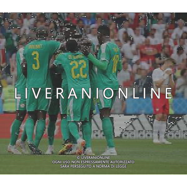 FIFA World Cup Russia 2018 Match No. 015, 2018-06-19 Poland vs Senegal Spartak Stadium PILKA NOZNA MISTRZOSTWA SWIATA W PILCE NOZNEJ MUNDIAL ROSJA 2018 POLSKA - SENEGAL FOT. JOHN BOTOS PROJECT PLUS/NEWSPIX.PL --- Newspix.pl Kalidou KOULIBALY (SEN) Moussa WAGUE (SEN) Idrissa Gana GUEYE (SEN) Alfred INDIAYE (SEN) Senegal celebration of second goal AG ALDO LIVERANI SAS-ONLY ITALY