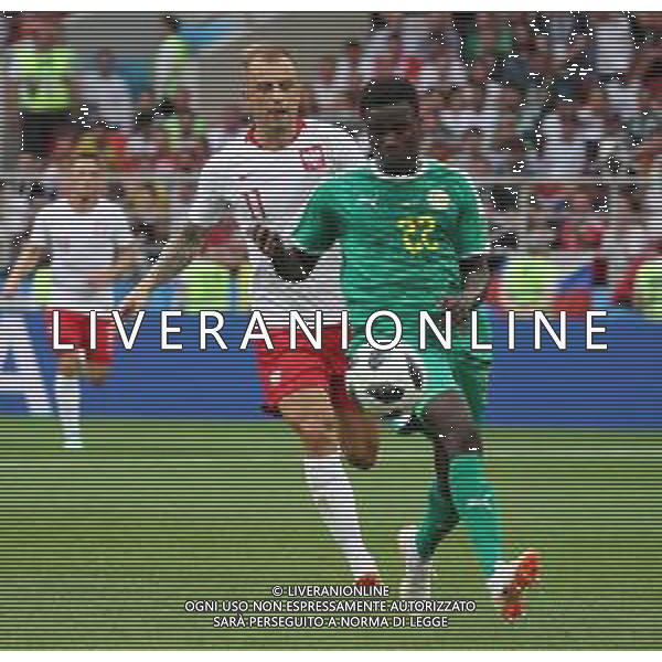 FIFA World Cup Russia 2018 Match No. 015, 2018-06-19 Poland vs Senegal Spartak Stadium PILKA NOZNA MISTRZOSTWA SWIATA W PILCE NOZNEJ MUNDIAL ROSJA 2018 POLSKA - SENEGAL FOT. JOHN BOTOS PROJECT PLUS/NEWSPIX.PL --- Newspix.pl Kamil GROSICKI (POL) & Moussa WAGUE (SEN) AG ALDO LIVERANI SAS-ONLY ITALY