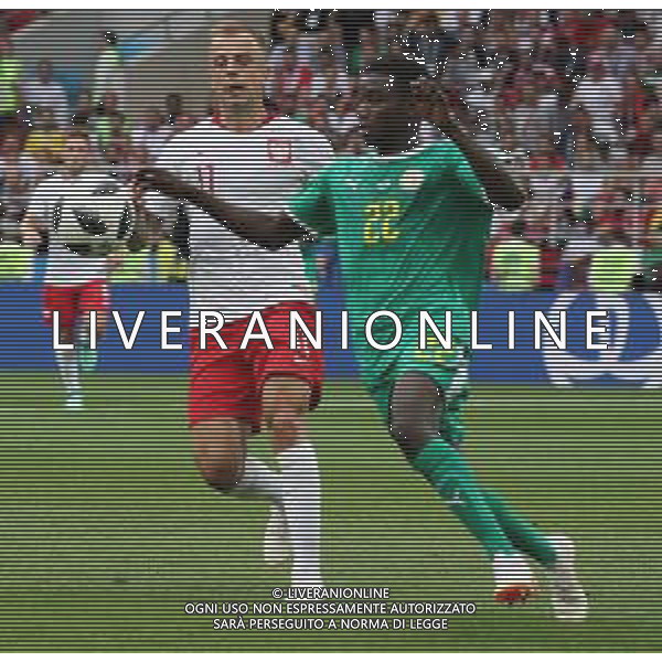 FIFA World Cup Russia 2018 Match No. 015, 2018-06-19 Poland vs Senegal Spartak Stadium PILKA NOZNA MISTRZOSTWA SWIATA W PILCE NOZNEJ MUNDIAL ROSJA 2018 POLSKA - SENEGAL FOT. JOHN BOTOS PROJECT PLUS/NEWSPIX.PL --- Newspix.pl Kamil GROSICKI (POL) & Moussa WAGUE (SEN) AG ALDO LIVERANI SAS-ONLY ITALY