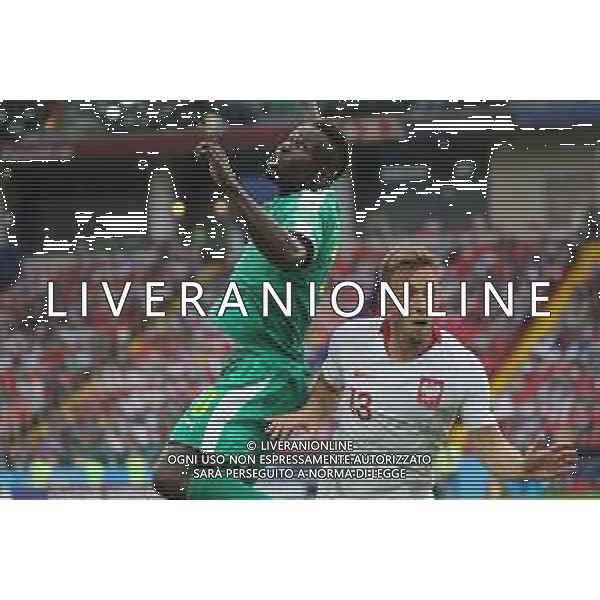 FIFA World Cup Russia 2018 Match No. 015, 2018-06-19 Poland vs Senegal Spartak Stadium PILKA NOZNA MISTRZOSTWA SWIATA W PILCE NOZNEJ MUNDIAL ROSJA 2018 POLSKA - SENEGAL FOT. JOHN BOTOS PROJECT PLUS/NEWSPIX.PL --- Newspix.pl Mame DIOUF (SEN) & Maciej RYBUS (POL) AG ALDO LIVERANI SAS-ONLY ITALY