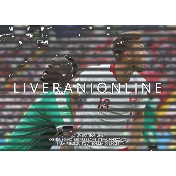 FIFA World Cup Russia 2018 Match No. 015, 2018-06-19 Poland vs Senegal Spartak Stadium PILKA NOZNA MISTRZOSTWA SWIATA W PILCE NOZNEJ MUNDIAL ROSJA 2018 POLSKA - SENEGAL FOT. JOHN BOTOS PROJECT PLUS/NEWSPIX.PL --- Newspix.pl Mame DIOUF (SEN) & Maciej RYBUS (POL) AG ALDO LIVERANI SAS-ONLY ITALY