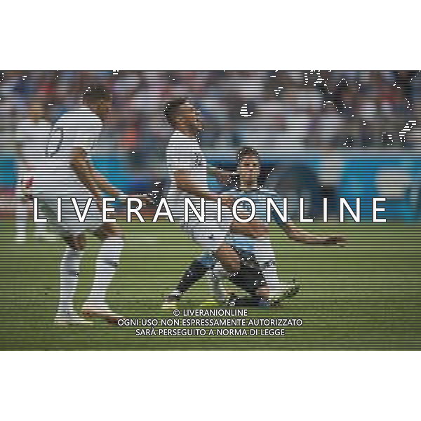 06.07.2018 NIZNY NOWOGROD, NIZHNY NOVGOROD PILKA NOZNA (FOOTBALL) MISTRZOSTWA SWIATA ROSJA 2018 FIFA WORLD CUP RUSSIA 2018 1/4 FINAL CWIERCFINAL URUGWAJ - FRANCJA (URUGUAY-FRANCE) NZ CORENTIN TOLISSO RODRIGO BENTANCUR FOTO LUKASZ SKWIOT/CYFRASPORT / NEWSPIX.PL --- Newspix.pl AG ALDO LIVERANI SAS-ONLY ITALY