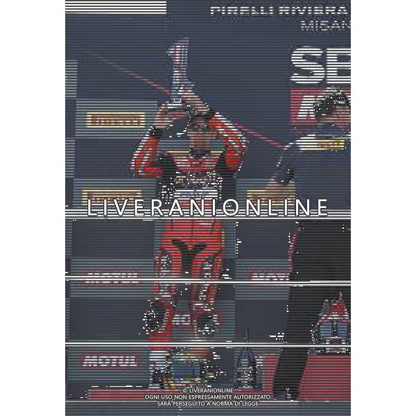 FIM World Superbike Championship Pirelli Riviera di Rimini Round Misano World Circuit Marco Simoncelli Gara 1 07/07/2018 nella foto: Chaz Davies (Ducati Panigale R) ©Claudio Zamagni/Agenzia Aldo Liverani Chaz Davies (Ducati Panigale R) during Race 1 FIM World Superbike Championship Pirelli Riviera di Rimini Round at Misano World Circuit Marco Simoncelli 07 July 2018 Photo Credit: Claudio Zamagni/Aldo Liverani Photo Agency