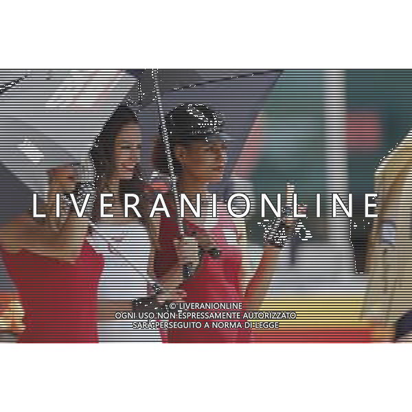 FIM World Superbike Championship Pirelli Riviera di Rimini Round Misano World Circuit Marco Simoncelli Gara 2 08/07/2018 nella foto: ombrelline ©Claudio Zamagni/Agenzia Aldo Liverani umbrella girls during Race 2 FIM World Superbike Championship Pirelli Riviera di Rimini Round at Misano World Circuit Marco Simoncelli 08 July 2018 Photo Credit: Claudio Zamagni/Aldo Liverani Photo Agency
