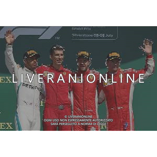1st place Sebastian Vettel (GER) Ferrari SF71H, 2nd place Lewis Hamilton (GBR) Mercedes AMG F1 W09 and 3rd place Kimi Raikkonen (FIN) Ferrari SF71H. 08.07.2018. Formula 1 World Championship, Rd 10, British Grand Prix, Silverstone, England, Race Day. / AGENZIA ALDO LIVERANI SAS - ITALY ONLY EDITORIAL USE ONLY - F1 Gp Inghilterra Gran Bretagna Gara 08-07-2018