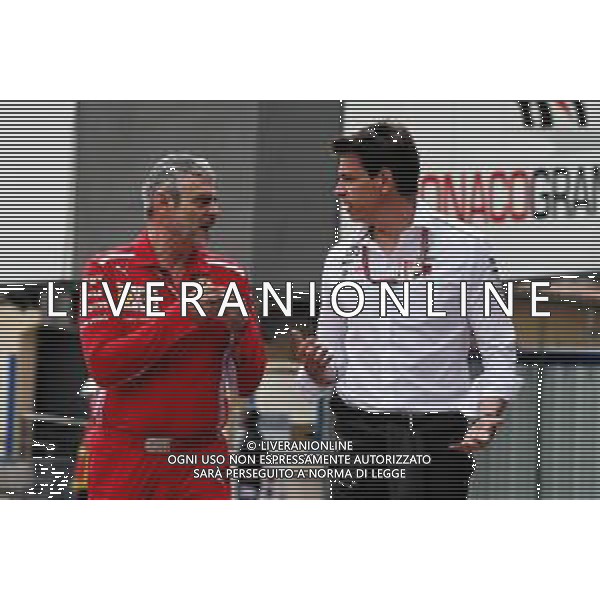(L to R): Maurizio Arrivabene (ITA) Ferrari Team Principal with Toto Wolff (GER) Mercedes AMG F1 Shareholder and Executive Director. 24.05.2018. Formula 1 World Championship, Rd 6, Monaco Grand Prix, Monte Carlo, Monaco, Practice Day. / AGENZIA ALDO LIVERANI SAS - ITALY ONLY EDITORIAL USE ONLY