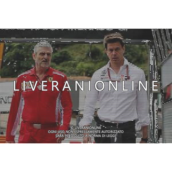 (L to R): Maurizio Arrivabene (ITA) Ferrari Team Principal with Toto Wolff (GER) Mercedes AMG F1 Shareholder and Executive Director. 24.05.2018. Formula 1 World Championship, Rd 6, Monaco Grand Prix, Monte Carlo, Monaco, Practice Day. / AGENZIA ALDO LIVERANI SAS - ITALY ONLY EDITORIAL USE ONLY