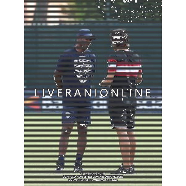 David Suazo allenatore del Brescia Calcio e Sandro Tonali, raduno e primo allenamento Brescia Calcio ,Brescia 11 luglio 2018. Ph Fotolive Simone e Filippo Venezia / AGENZIA ALDO LIVERANI SAS - Raduno e primo allenamento Brescia Calcio 11.07.2018