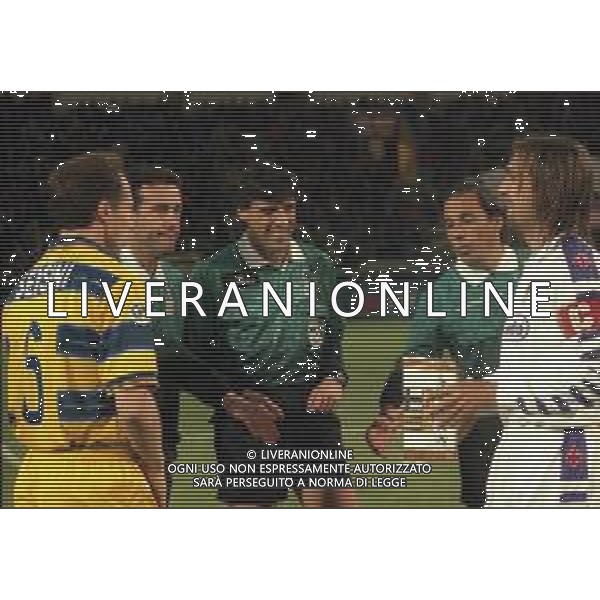 14-04-1999 PARMA- FINALE ANDATA COPPA ITALIA PARMA FIORENTINA 1-1 NELLA FOTO NESTOR SENSINI CON GABRIEL BATISTUTA AG ALDO LIVERANI SAS