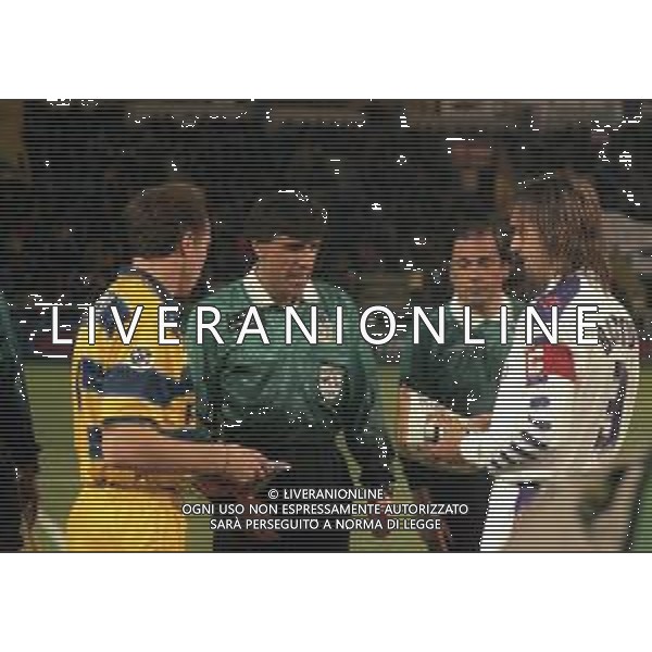 14-04-1999 PARMA- FINALE ANDATA COPPA ITALIA PARMA FIORENTINA 1-1 NELLA FOTO NESTOR SENSINI E GABRIEL BATISTUTA AG ALDO LIVERANI SAS