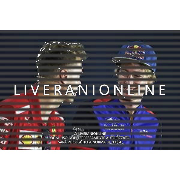 Brendon Hartley (NZL) Scuderia Toro Rosso (Right) with Sebastian Vettel (GER) Ferrari in the FIA Press Conference. 19.07.2018. Formula 1 World Championship, Rd 11, German Grand Prix, Hockenheim, Germany, Preparation Day. / AGENZIA ALDO LIVERANI SAS - ITALY ONLY EDITORIAL USE ONLY - - F1 GP GERMANIA Hockenheim, Preparation Day 19.07.2018.